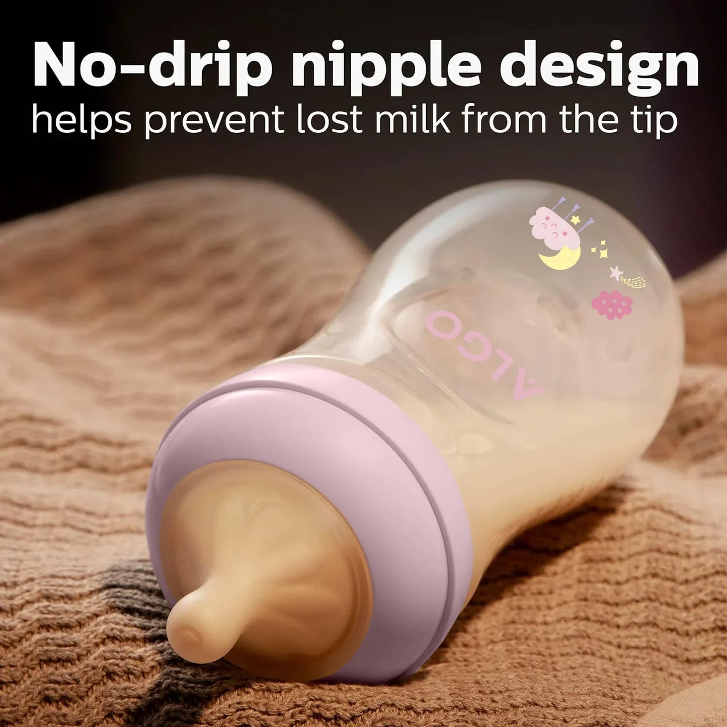 260ml Anti-Colic Baby Bottle – Curved Design, High Heat Resistance, Leakproof, BPA-Free, for 0–6 Months
