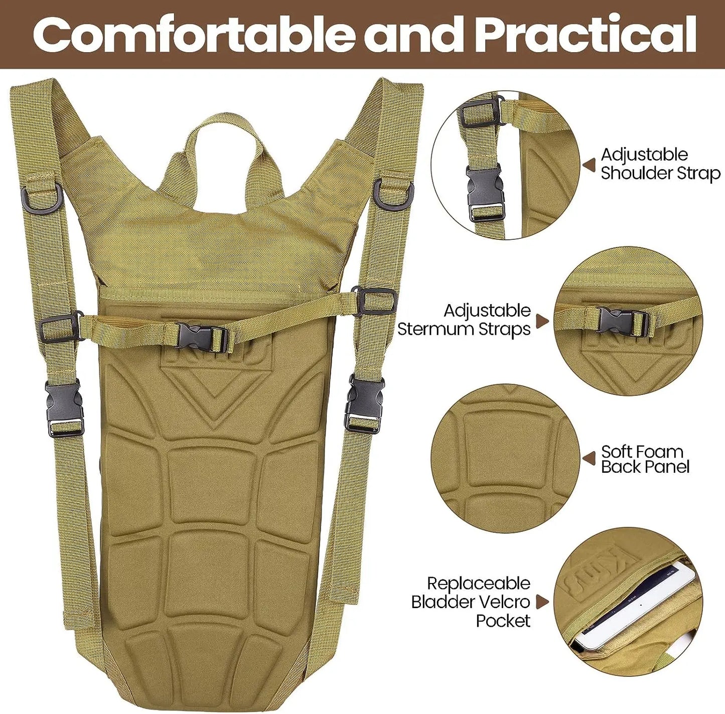 Waterproof Sport Hydration Pack – Lightweight Nylon Backpack with 3L Bladder for Hiking, Cycling, Running, Climbing