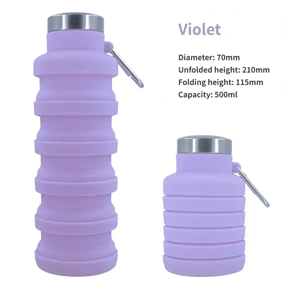 500ml Collapsible Silicone Water Bottle – Portable, Leakproof, and Eco-Friendly for Travel, Sports, and Daily Use