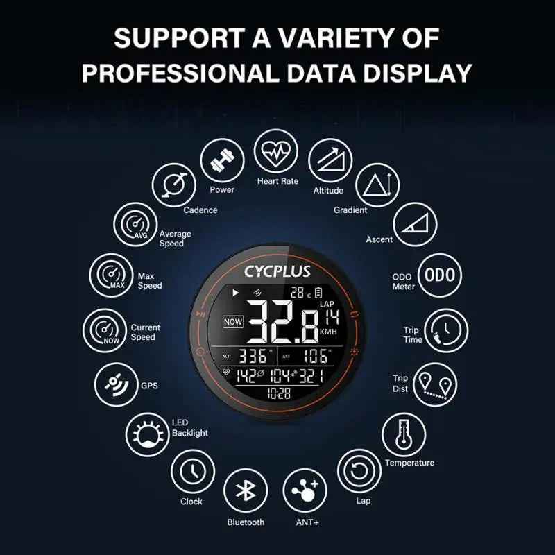 CYCPLUS M2 Wireless Bluetooth GPS Cycling Waterproof Speedometer with ANT+ Communication