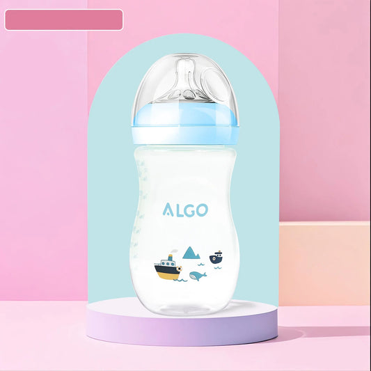 260ml Anti-Colic Baby Bottle – Curved Design, High Heat Resistance, Leakproof, BPA-Free, for 0–6 Months