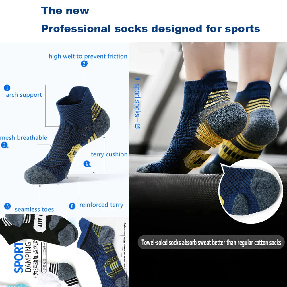 3 Pairs Professional Sports Socks – Quick-Dry Non-Slip Short Fitness Socks for Running, Basketball, Cycling, and Training