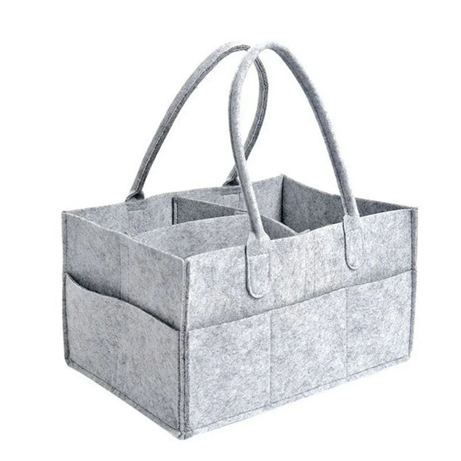 Avichic™ Felt Diaper Storage Caddy – Large Capacity Organizer Bag for Baby Diapers, Toys & Essentials – Portable Nursery Tote