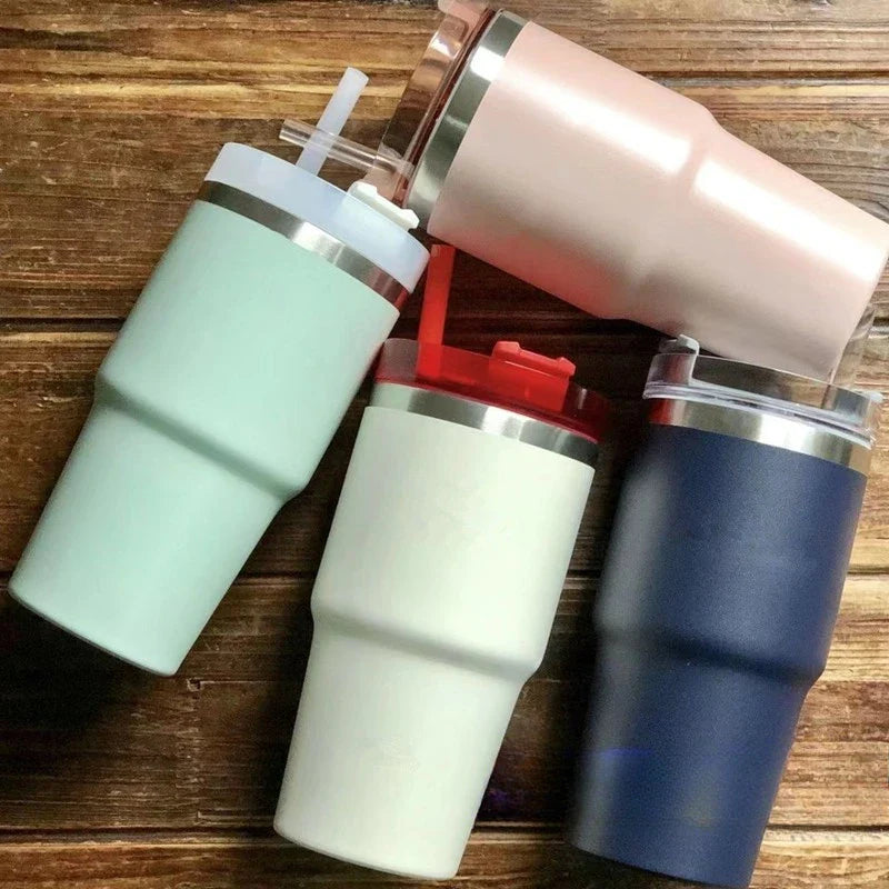 20oz Stainless Steel Insulated Tumbler with Straw – Large Capacity Travel Coffee Mug for Car, Office, and Home