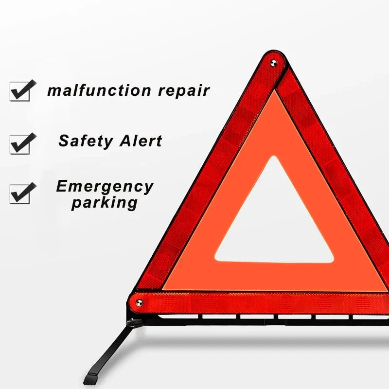 Avichic™ Foldable Emergency Reflective Triangle – Car Breakdown Safety Warning Sign with Strong Reflective Sticker & Compact Storage Box