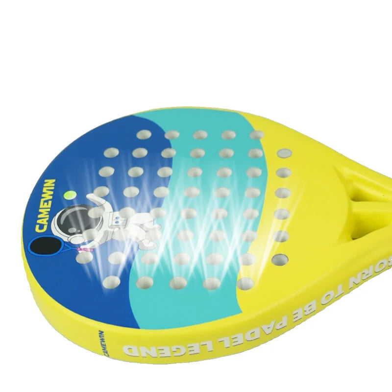 Junior Padel & Tennis Racket – 50% Carbon Fiber, 50% Glass Fiber Lightweight Paddle for Kids & Beach Sports