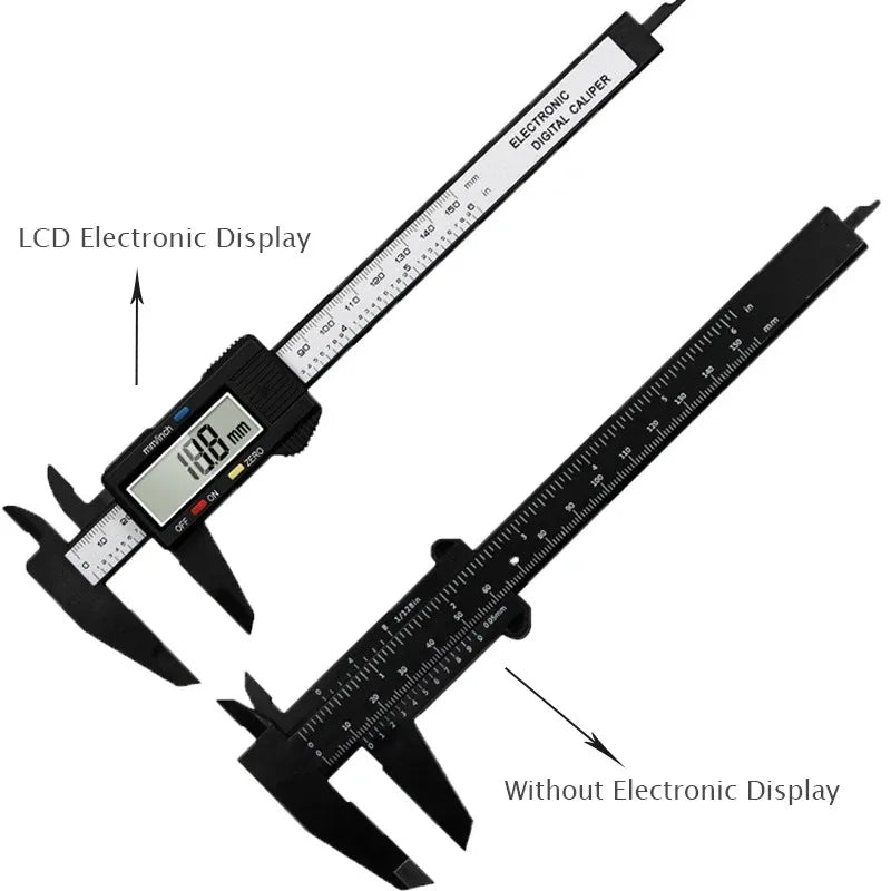 Electronic Digital Caliper – 100mm/150mm Carbon Fiber Vernier Gauge with LCD Display for Precision Measuring