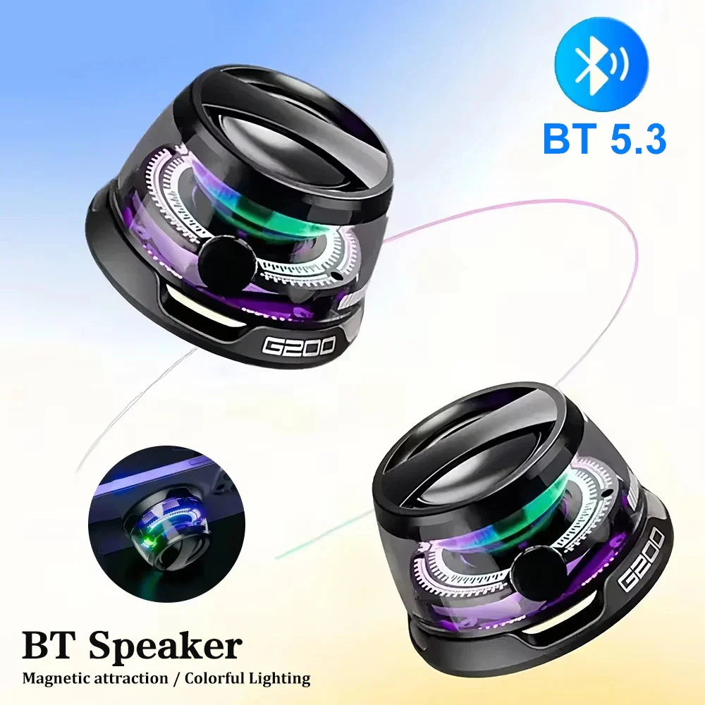 G200 Mini Bluetooth Speaker – RGB Light, Magnetic Mount, BT5.3, Wireless, 7H Playback, Phone Holder, Portable Sound Box