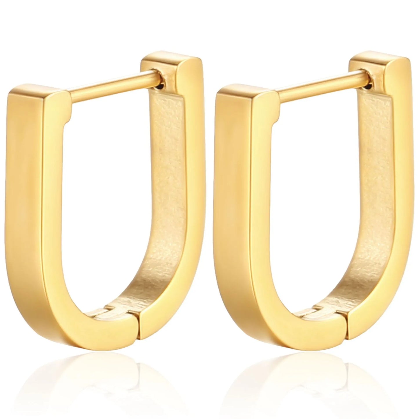 2PCS New Gold Color Square Hoop Earrings Women Men Stainless Steel Huggie Minimalist Punk Unisex Rock Earrings Piercing Jewelry