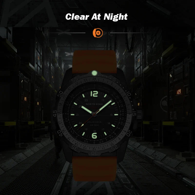 Waterproof Military Men's Sport Wristwatch NORTH EDGE EVOQUE 2 with Solar Power