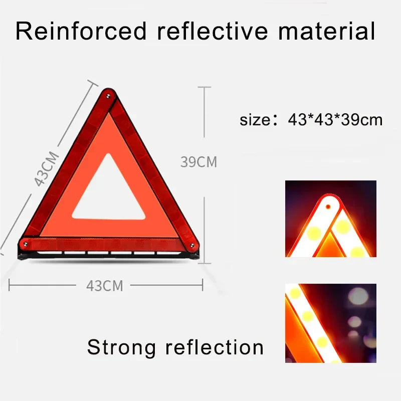 Avichic™ Foldable Emergency Reflective Triangle – Car Breakdown Safety Warning Sign with Strong Reflective Sticker & Compact Storage Box