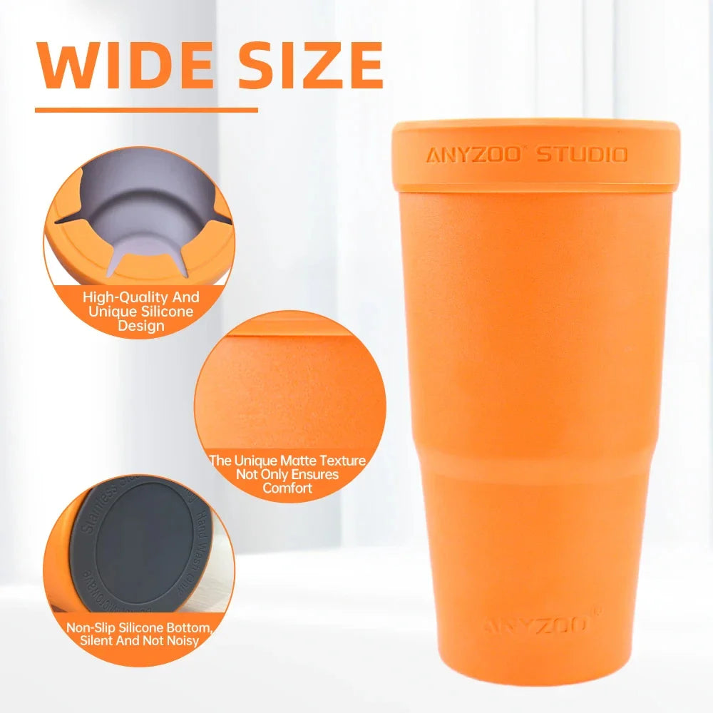 30oz Tumbler with Silicone Lid – 2-in-1 Straw & Sip, Leakproof, Double Wall Stainless Steel