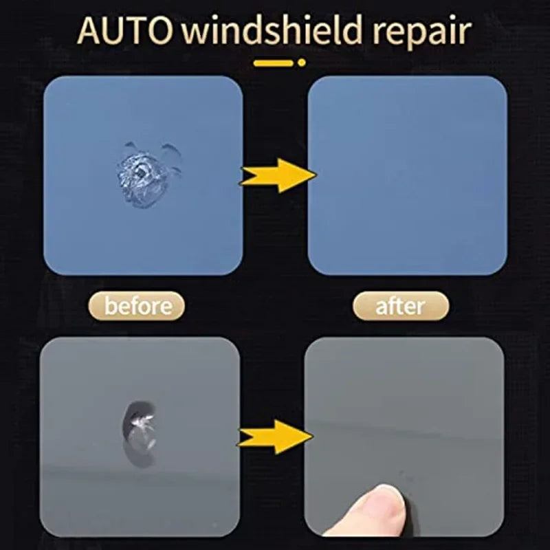 2 Pc Windshield Repair Kit – Automotive Glass Crack & Chip Fix Tool with Resin, Curing Films & Blades – DIY Car Window Repair