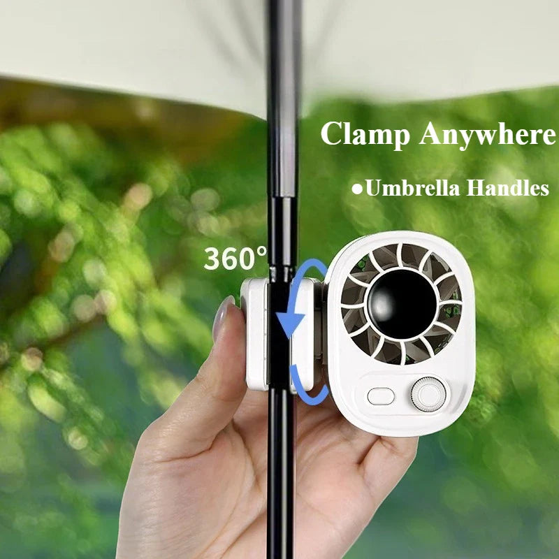 Eary Portable USB Clip-On Fan – 360° Rotation, 100 Speed Adjustable, Rechargeable Handheld Cooling Fan for Home, Office, Travel