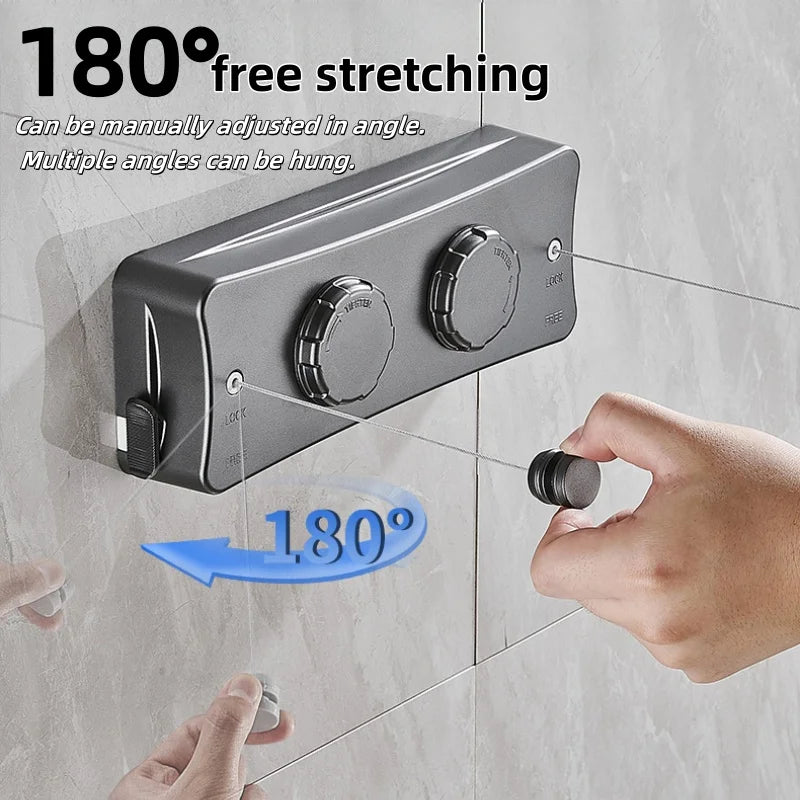 5.1m Retractable Stainless Steel Clothesline – Indoor Outdoor Waterproof Wall-Mounted Drying Rack Space Saver