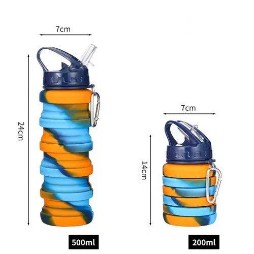 500ml Collapsible Silicone Water Bottle – Portable, Leakproof, and Eco-Friendly for Travel, Sports, and Daily Use