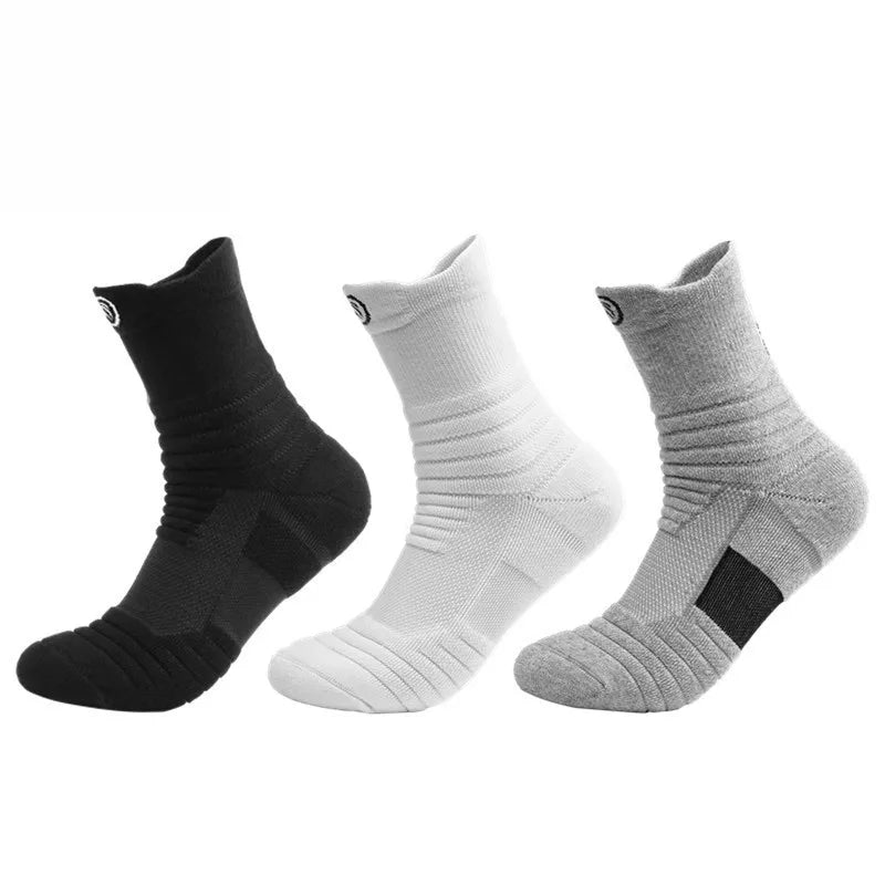Men’s High-Elastic Sports Socks – Breathable Non-Slip Compression Tube Socks for Basketball, Cycling, Running, and Training