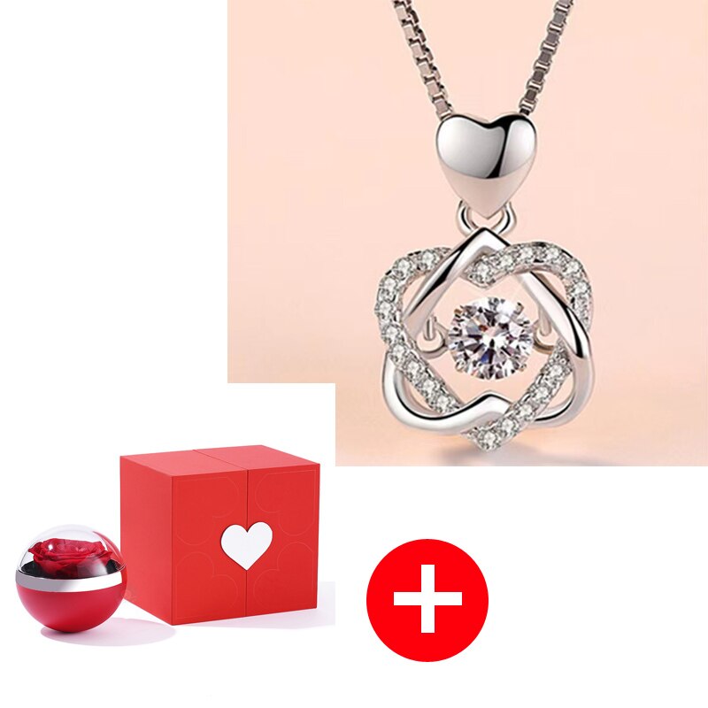I Love You in 100 Languages Necklaces - With Long Lasting Preserved Rose - To My Love