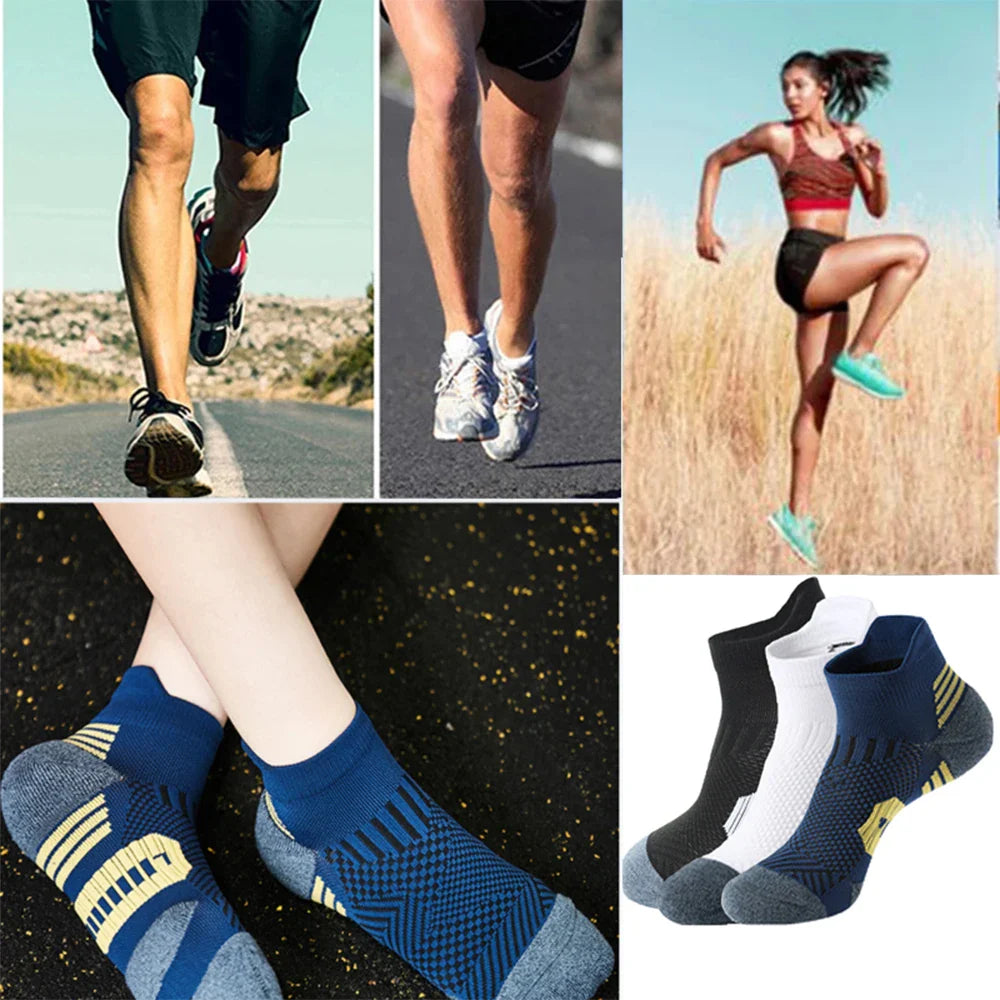 3 Pairs Professional Sports Socks – Quick-Dry Non-Slip Short Fitness Socks for Running, Basketball, Cycling, and Training
