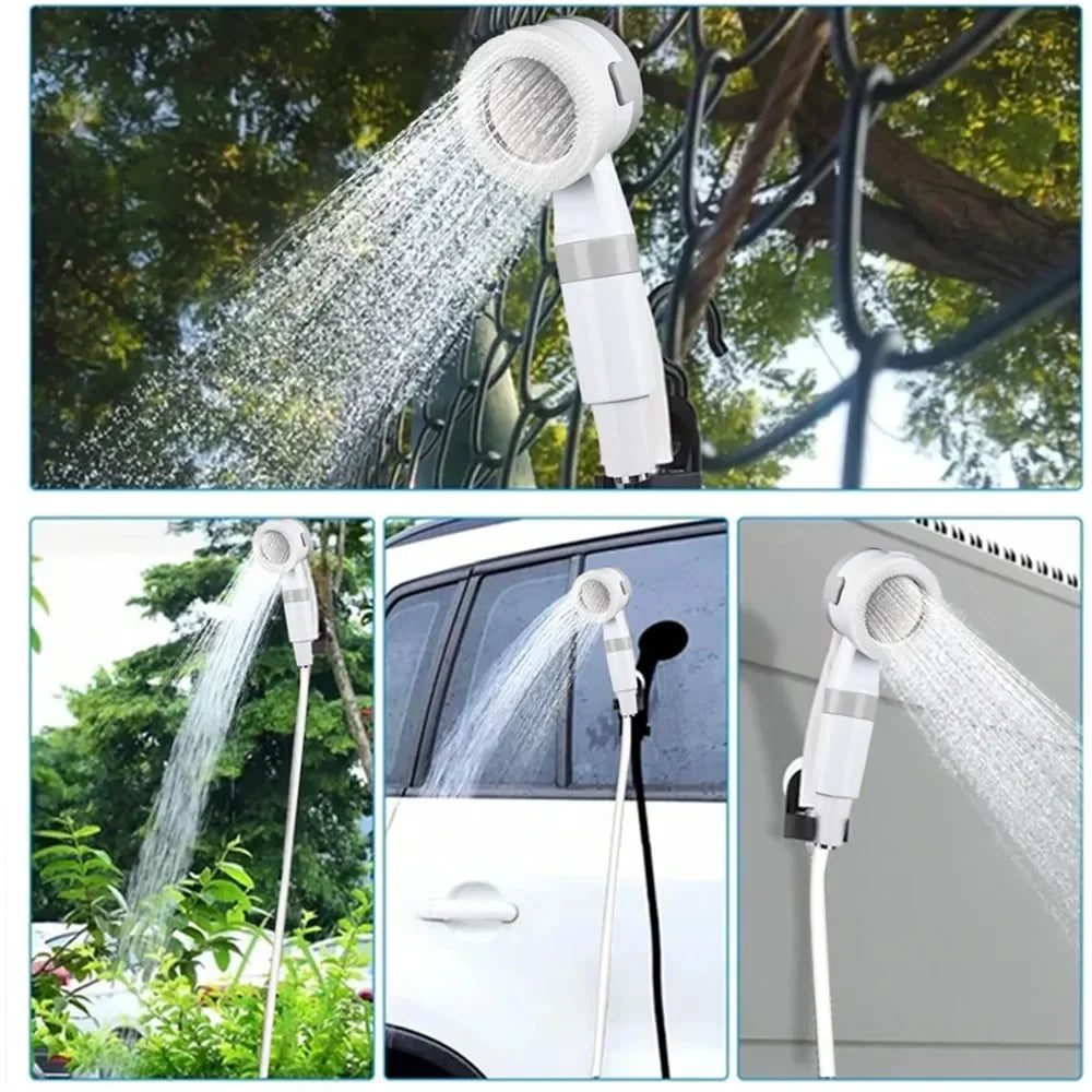 Portable Camping Shower Set – Electric Outdoor Hiking Shower with Rechargeable Battery, 2 Spray Modes, 2m Hose & Water Bag – Ideal for Travel, Car Washing, Pet Bathing & Camping Survival Gear