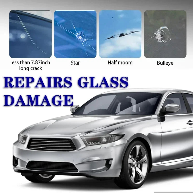 2 Pc Windshield Repair Kit – Automotive Glass Crack & Chip Fix Tool with Resin, Curing Films & Blades – DIY Car Window Repair