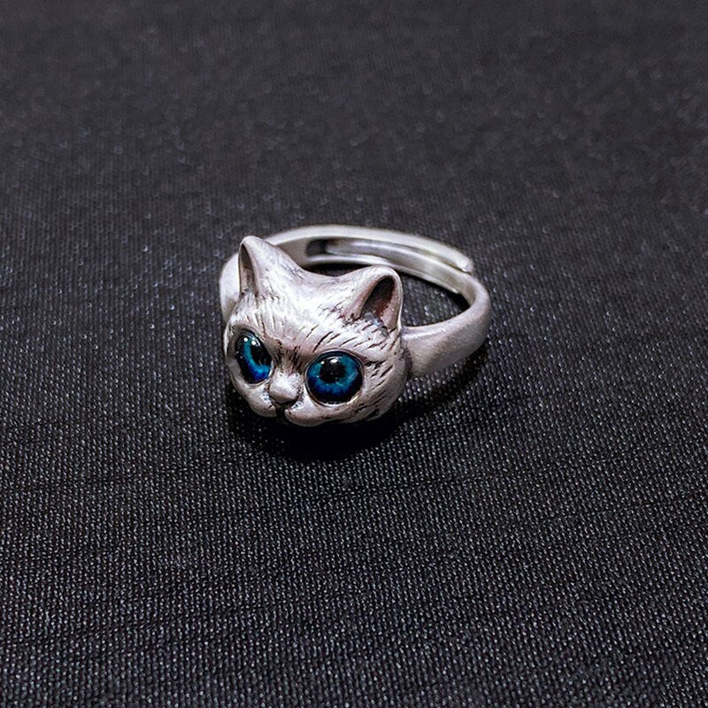 Blue Eye Cat Ring (Adjustable)