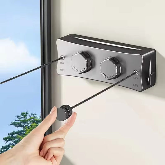 5.1m Retractable Stainless Steel Clothesline – Indoor Outdoor Waterproof Wall-Mounted Drying Rack Space Saver