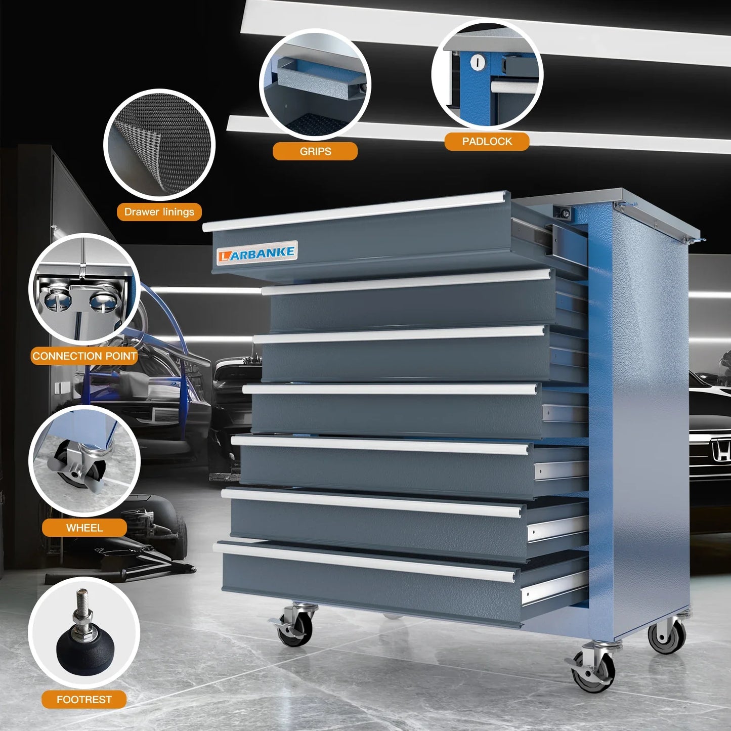 Tool Cabinet with 7-Drawer and 5-Drawer Tool Chests
