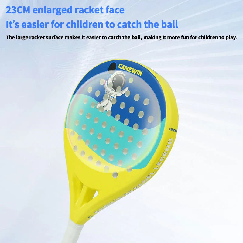 Junior Padel & Tennis Racket – 50% Carbon Fiber, 50% Glass Fiber Lightweight Paddle for Kids & Beach Sports