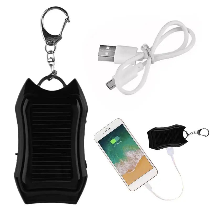 Solar Powered Mini Keychain With LED Flashlight & 1500mAh Solar Power Bank for Outdoors