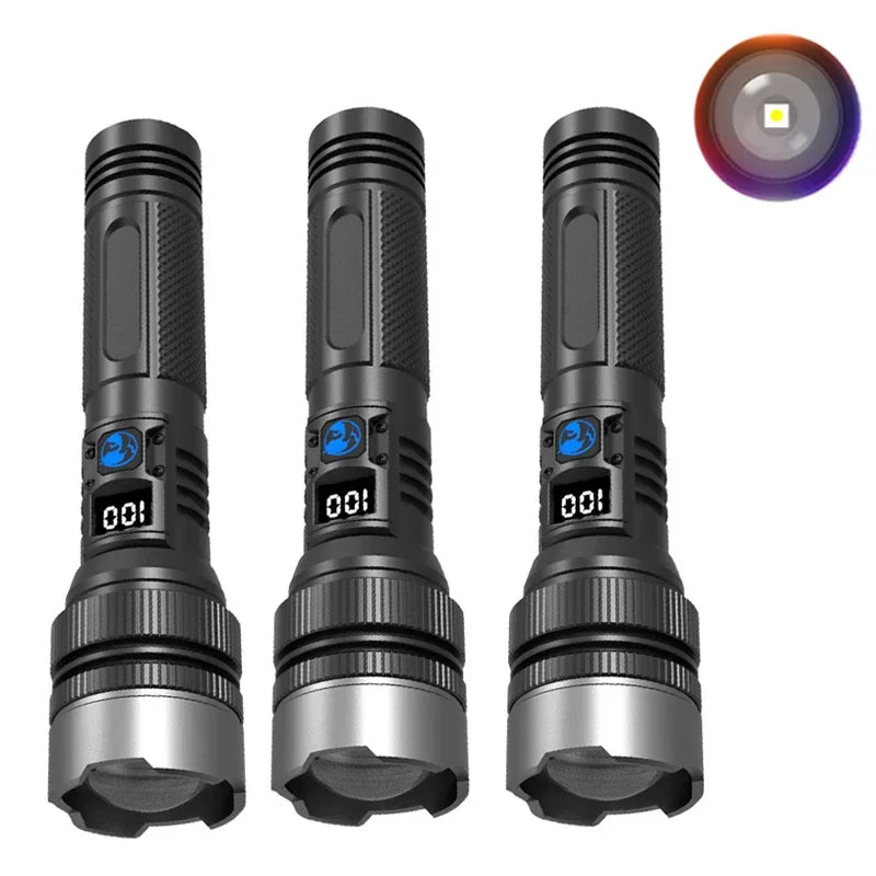 Rechargeable LED Flashlight with Zoom – 3 Light Modes, Waterproof, USB-C Charging