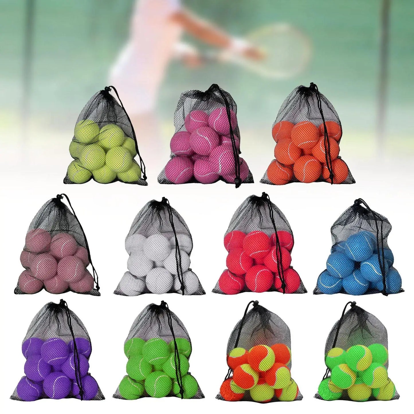Avichic™ 12-Piece Professional Tennis Balls Set – Durable Training Balls with Drawstring Bag for Indoor & Outdoor Play