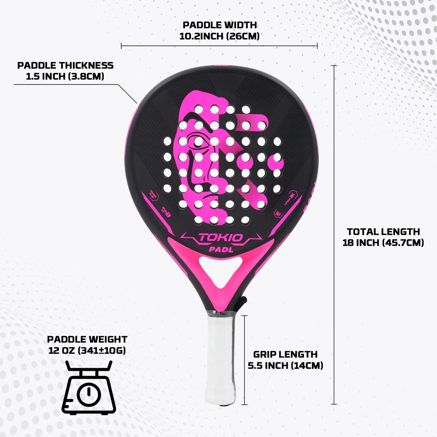 Full Carbon Padel Racket – Lightweight Frosted Surface Paddle Tennis Racquet for Beginners & All-Level Players