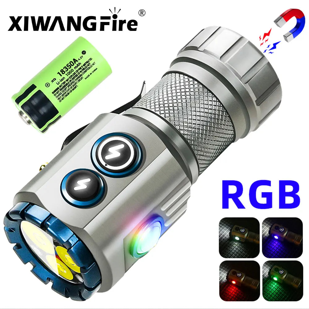 USB Rechargeable LED Flashlight With Magnet for Hiking Camping