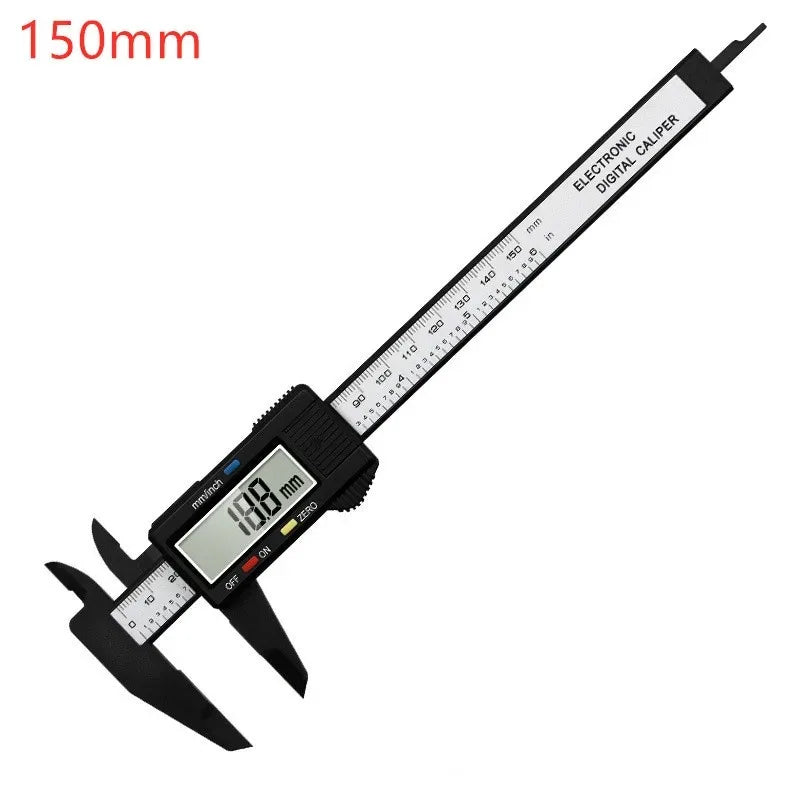 Electronic Digital Caliper – 100mm/150mm Carbon Fiber Vernier Gauge with LCD Display for Precision Measuring