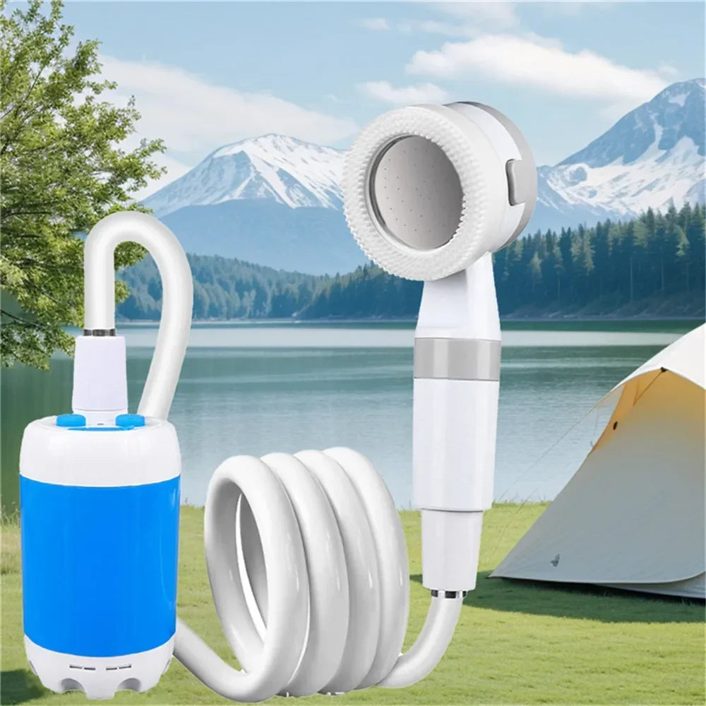 Portable Camping Shower Set – Electric Outdoor Hiking Shower with Rechargeable Battery, 2 Spray Modes, 2m Hose & Water Bag – Ideal for Travel, Car Washing, Pet Bathing & Camping Survival Gear