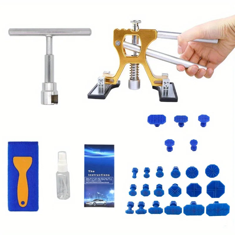 Avichic™ Paintless Car Dent Repair Kit – Golden Dent Puller Tool Set with Glue Tabs for Auto Body Minor & Deep Dent Removal