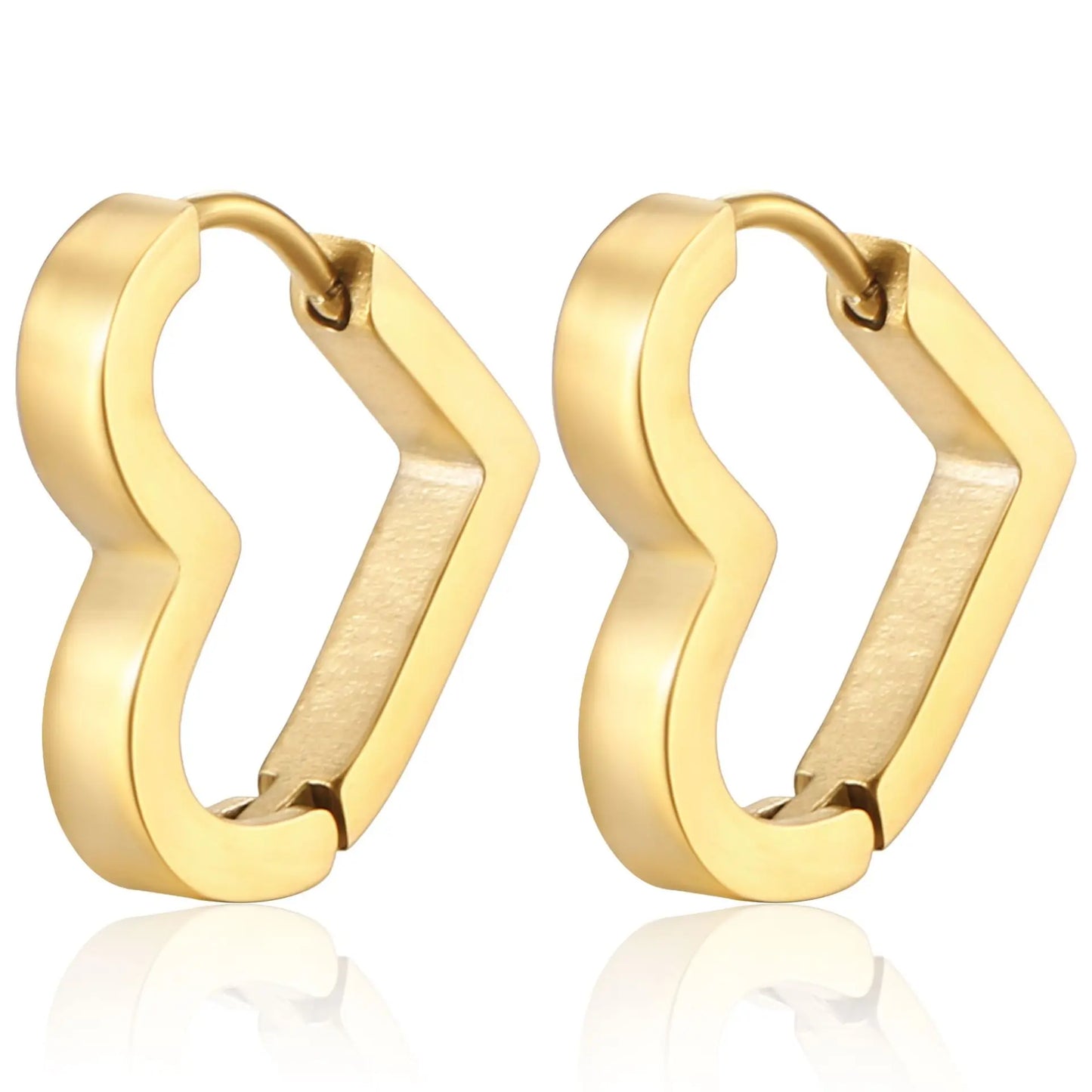 2PCS New Gold Color Square Hoop Earrings Women Men Stainless Steel Huggie Minimalist Punk Unisex Rock Earrings Piercing Jewelry