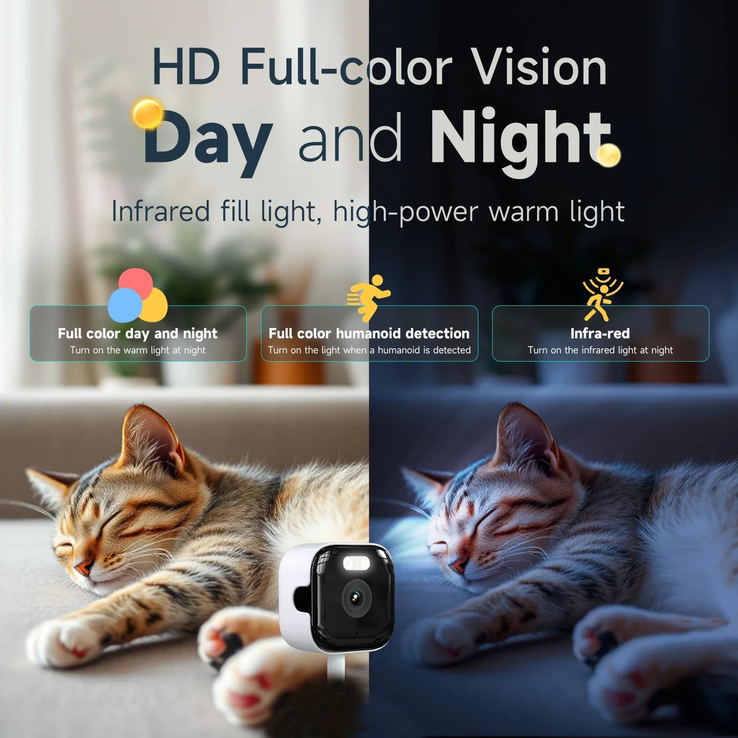 Window Security Camera 3MP 2K, Dual-Band WiFi (2.4GHz & 5GHz), Color Night Vision, AI Motion Detection, Indoor Glass Mount – 2-Pack