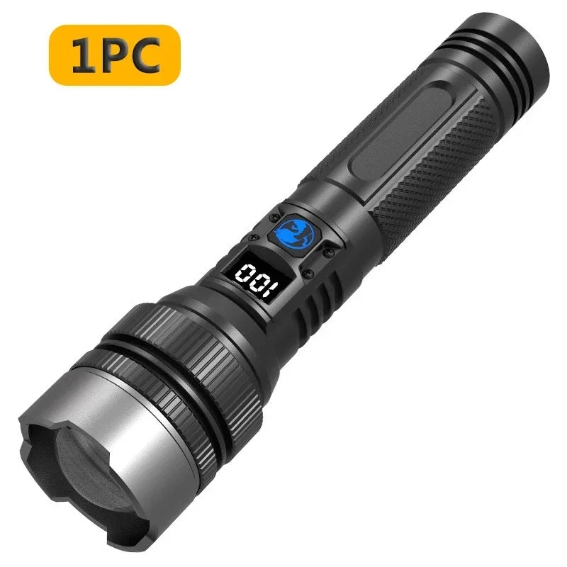 Rechargeable LED Flashlight with Zoom – 3 Light Modes, Waterproof, USB-C Charging