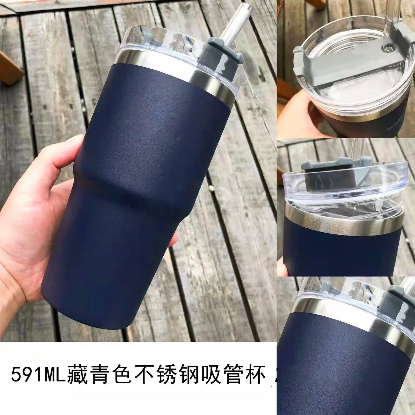 20oz Stainless Steel Insulated Tumbler with Straw – Large Capacity Travel Coffee Mug for Car, Office, and Home