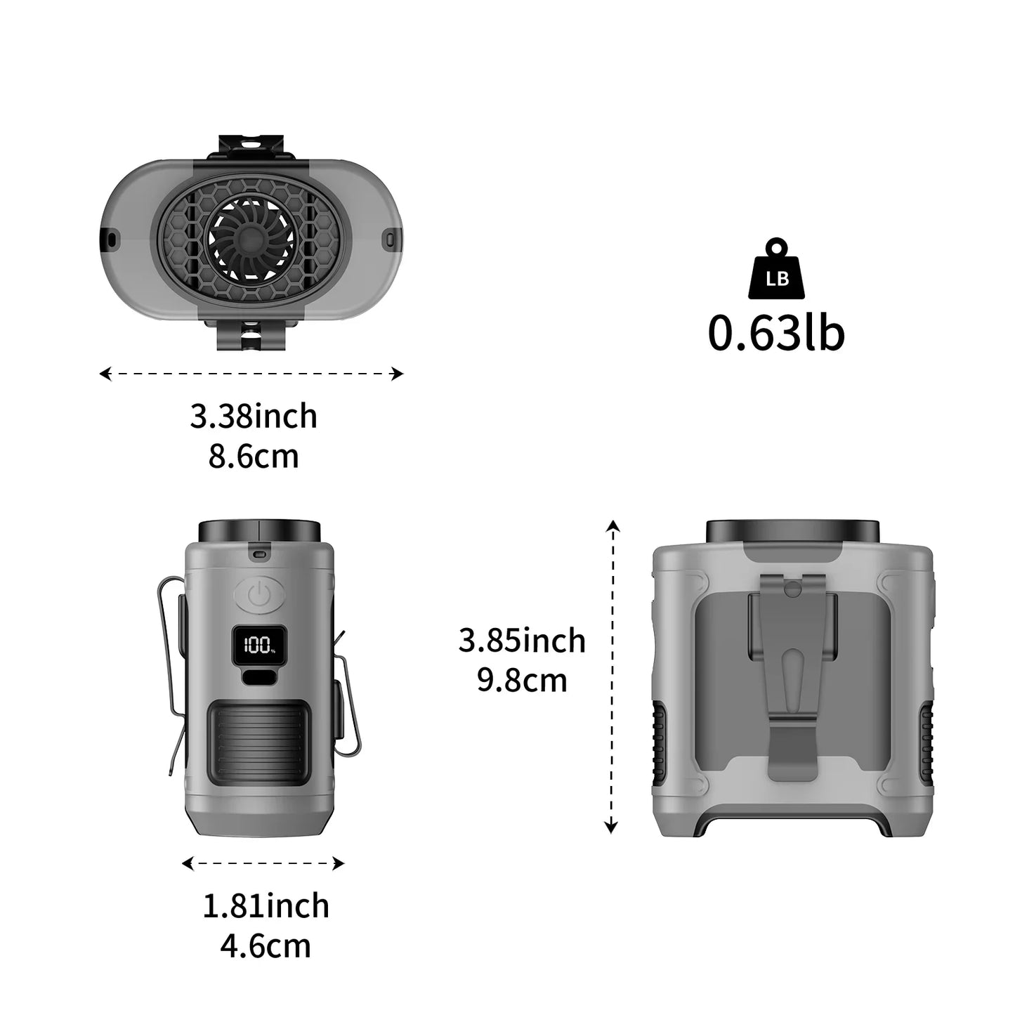 Portable Waist Fan 20000mAh – 3-in-1 Cooling Fan, Power Bank & Flashlight, LED Display, Turbo Airflow, Type-C Rechargeable