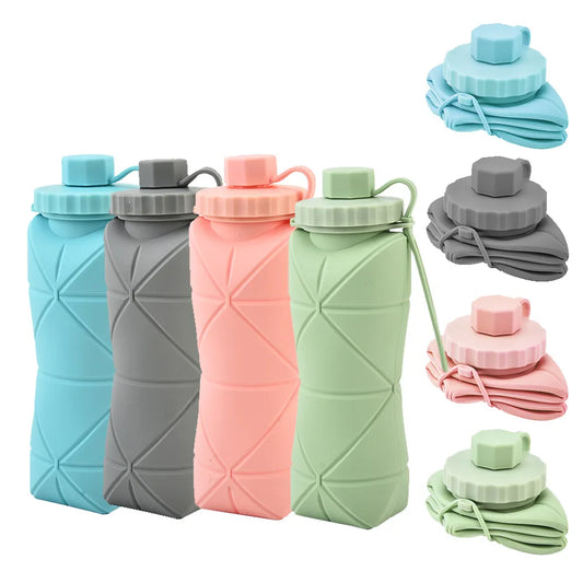 Avichic™ 600ml Collapsible Silicone Water Bottle | Portable, Leakproof & Eco-Friendly for Travel, Hiking, Gym, Everyday Use