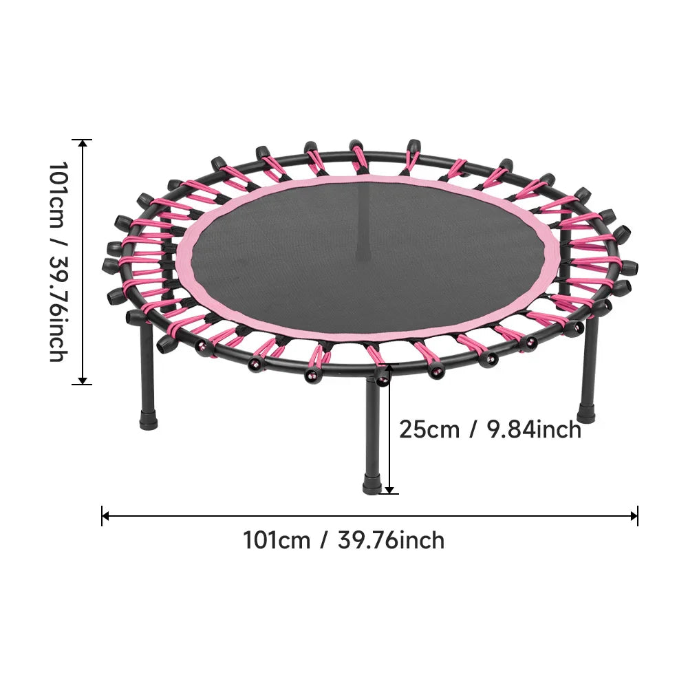 Silent Mini Fitness Trampoline – 40-Inch Bungee Rebounder for Indoor & Outdoor Cardio, Weight Loss & Balance Training