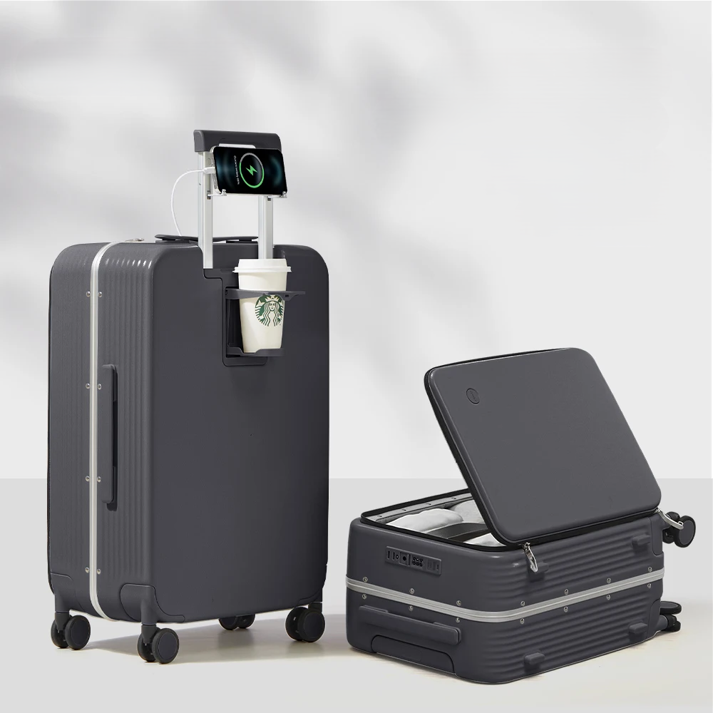 Aluminum Frame Hardshell Suitcase with USB Port – Turin