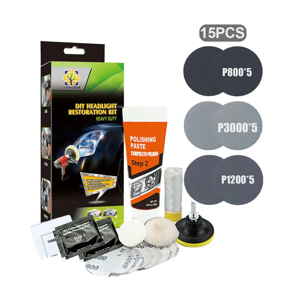 Headlight Restoration Kit Car Headlight Polishing Scratch Remover Oxidation Cleaner Headlamp Renovation Auto Repair Tools