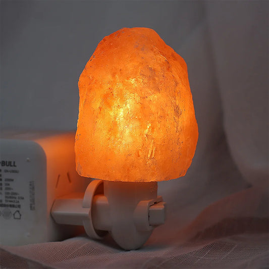Plug-In Himalayan Salt Lamp – LED Night Light, Air Purifier, Rotatable, Warm Glow, EU/US/UK/AU Plug