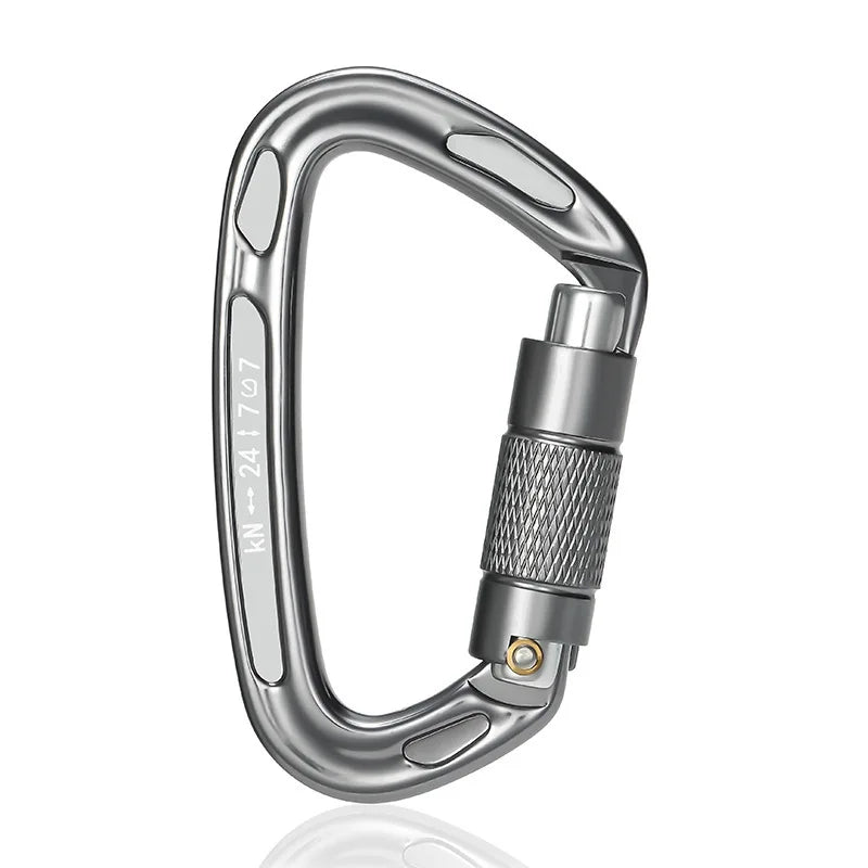 24KN Auto Lock D-Shaped Climbing Carabiner – Heavy-Duty Aluminum Alloy for Mountaineering, Rock Climbing & Caving