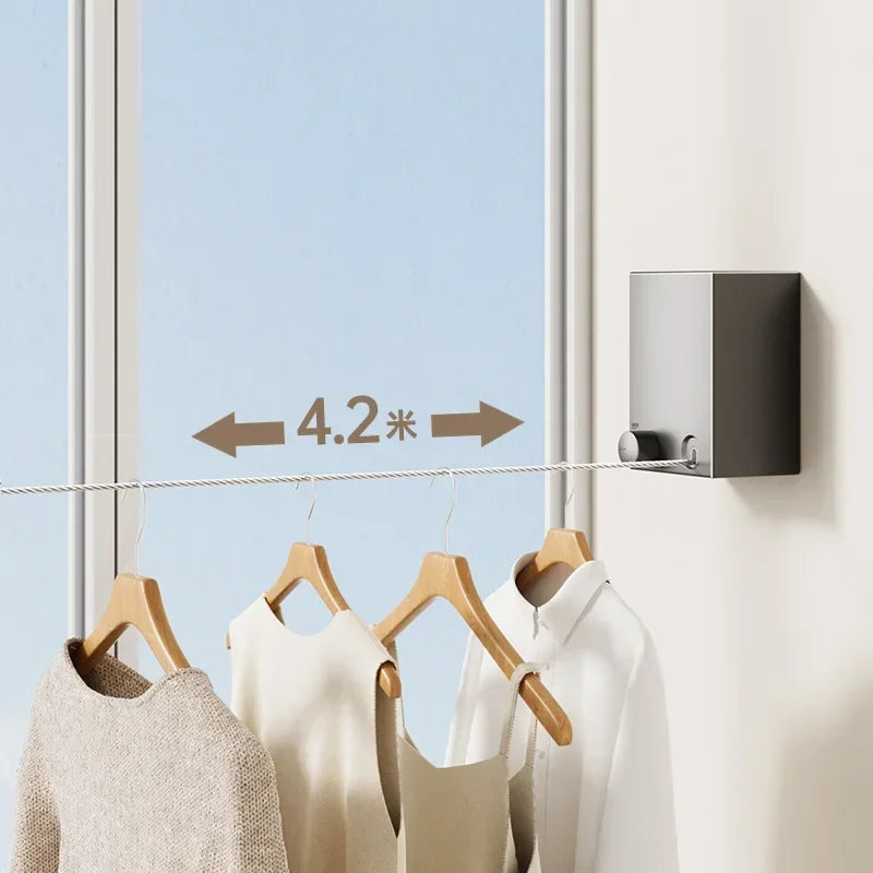 Wall Mounted Retractable Clothesline – Stainless Steel Foldable Laundry Drying Rack for Balcony, Bathroom & Space Saving