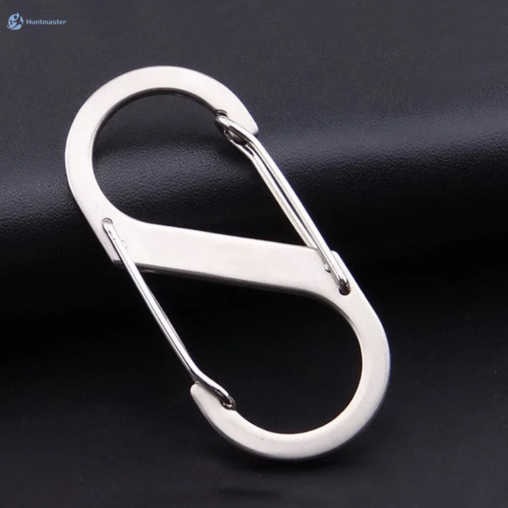 10pcs Stainless Steel S Type Carabiner with Lock Mini Keychain Hook Anti-Theft Outdoor Camping Backpack Buckle Key-Lock Tool